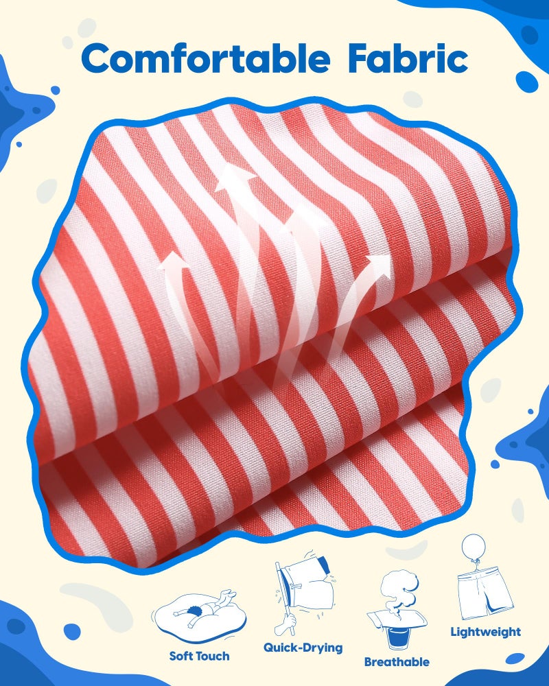 maamgic Boys Swim Trunks Toddler Swim Shorts Little Boys Bathing Suit Swimsuit Toddler Boy Swimwear,Stripe Redwhite,3 T - Image 4